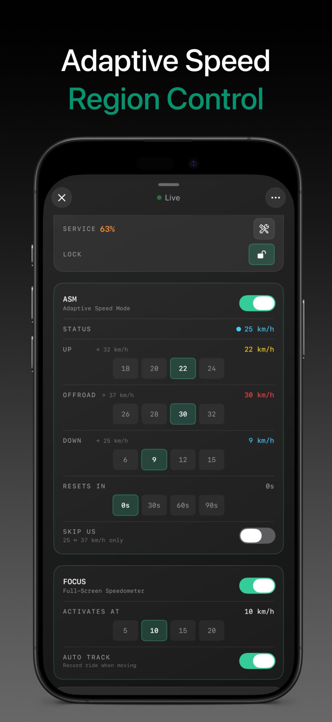 Moofment App - Adaptive Speed Mode Controls